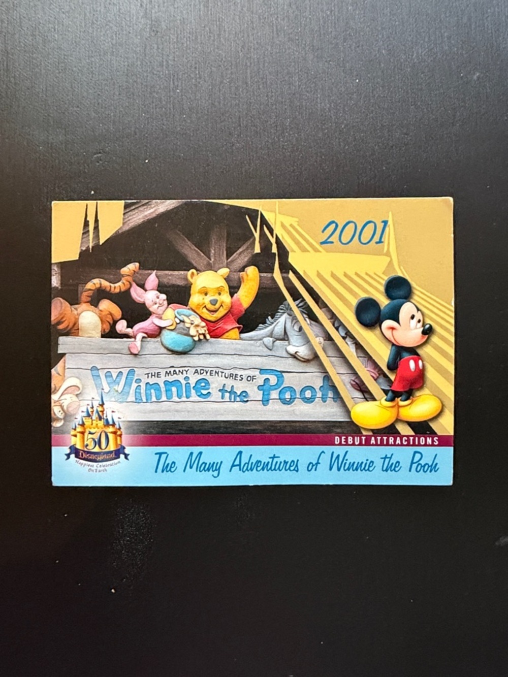 Disney Yellow Blue Winnie the Pooh & Mickey Mouse Collectible Card